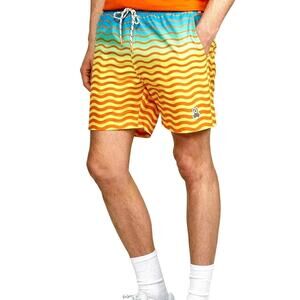 Psycho Bunny Lemon Tonic Pridmouth Patterned Lined Swim Trunks Men's L